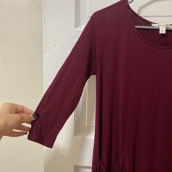 Maroon Miami Tunic Dress with Pockets - Picture 3 of 6